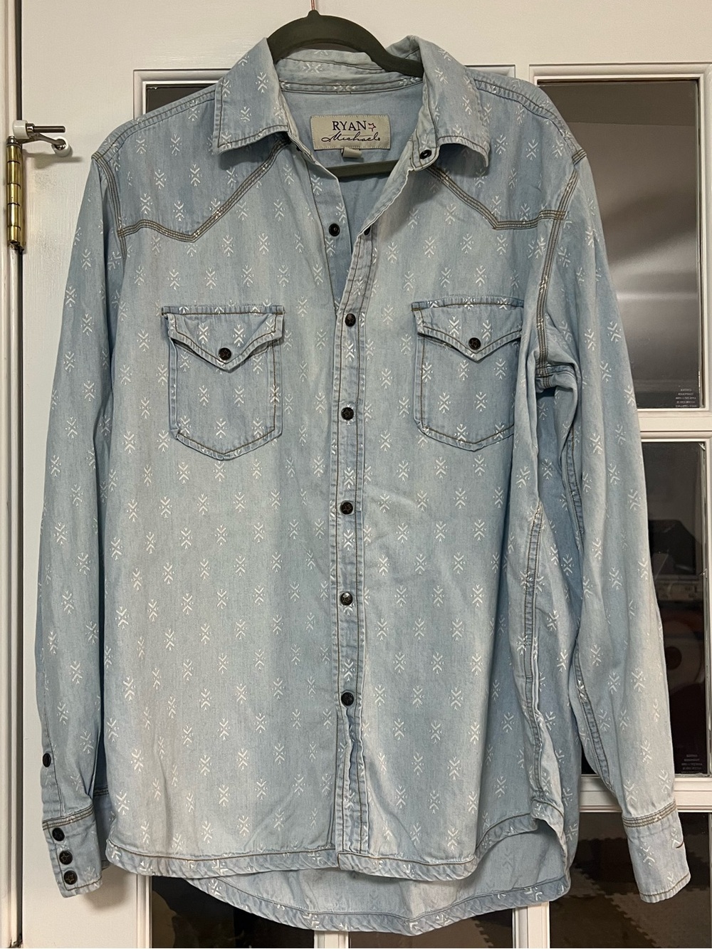 Ryan Michael Light Wash Denim Western Shirt